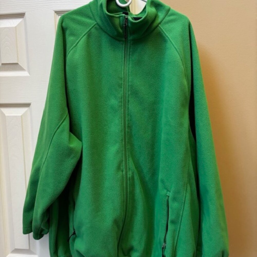 Lands’ End Green Zippered Fleece Jacket, men's size 5XL